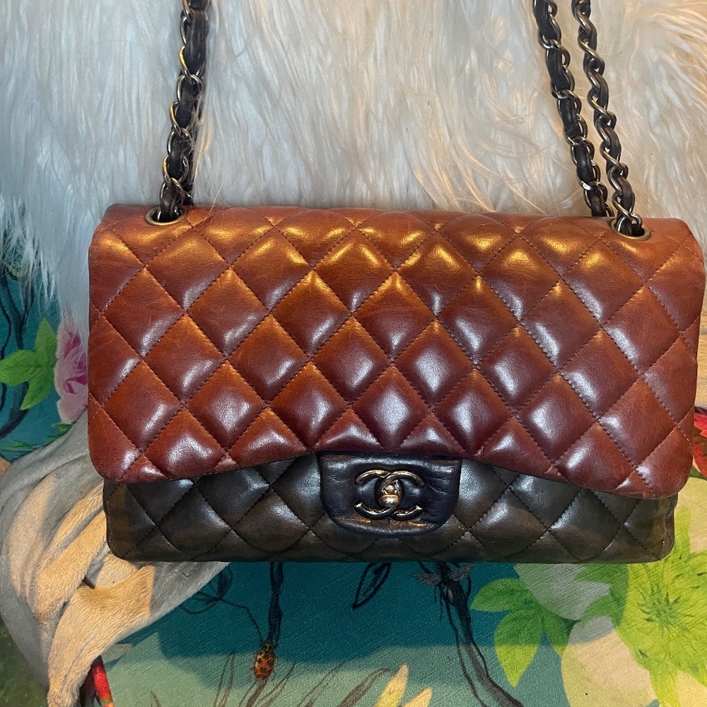 Chanel Rare Brown on Black Classic Flap
